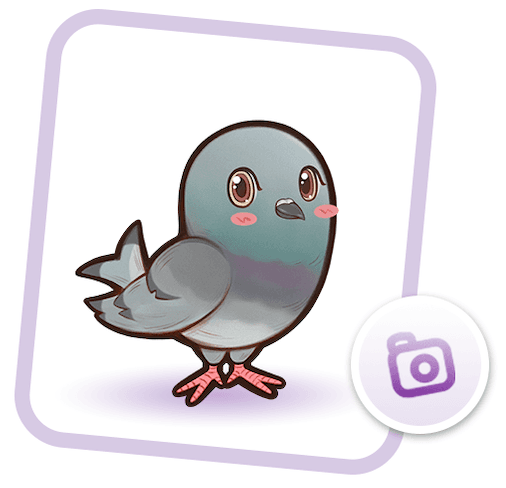 Pigeon with magnifying glass